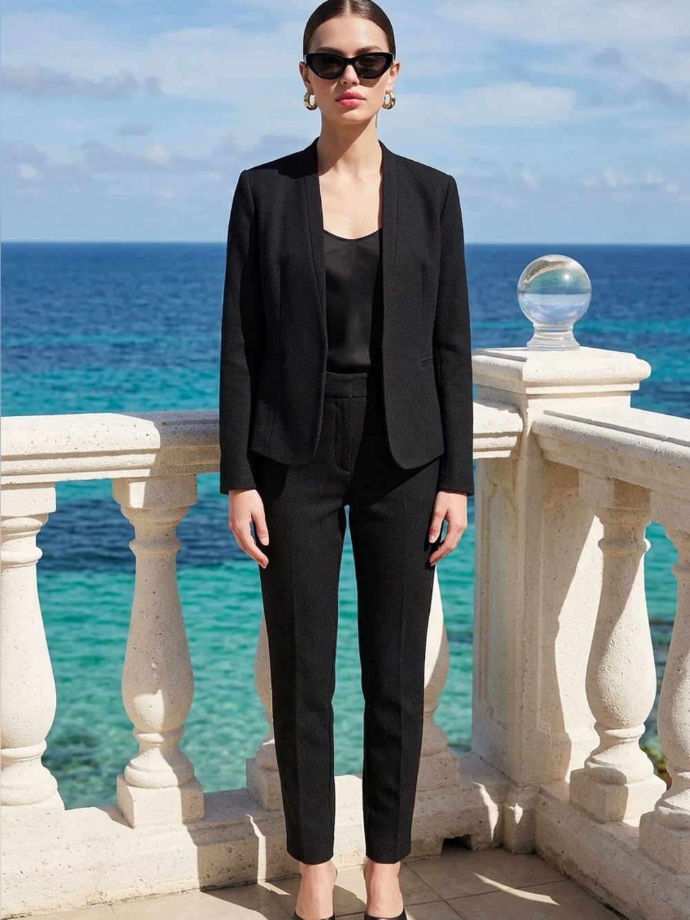 Iris (Los Angeles) Open-Front Black Women's Blazer Jacket M